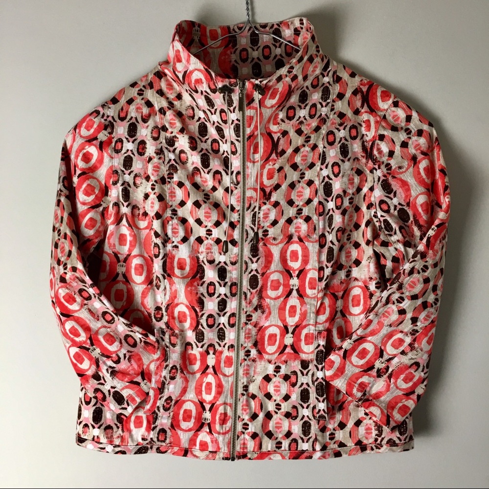Ruby Red Orangetanbrown Geometric Jacket, Size 16 - image 6